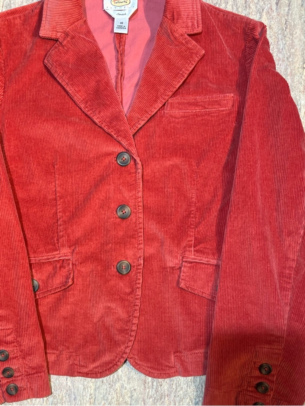 Talbots Raspberry Corduroy Cotton short shaped Jacket 10P - Picture 12 of 12